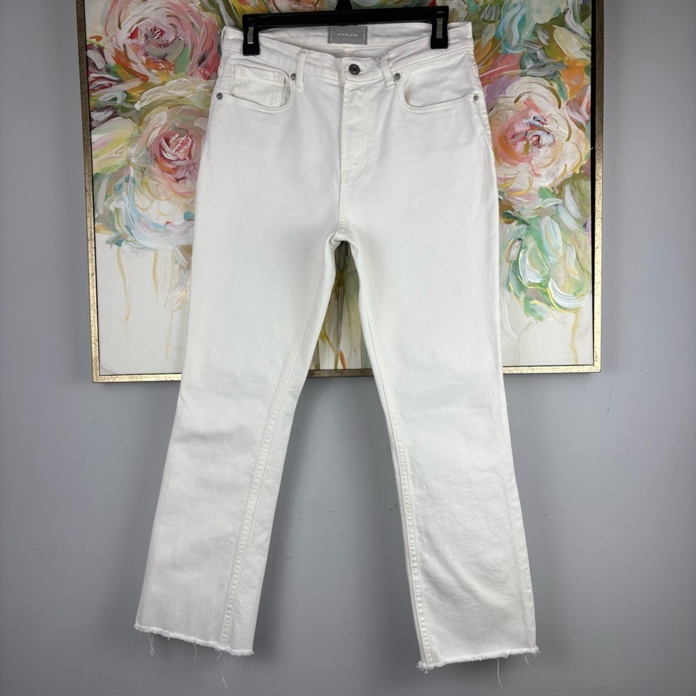 Everlane White Cropped Jeans Raw Hem Size 28